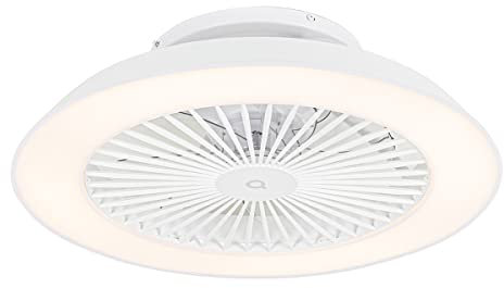 Qazqa deniz - LED Dimmable Ventilateur de plafond variateur inclus - 1 lumière - Ø 59.5 cm - Blanc - Moderne - éclairage intérieur - Salon I Chambre I Cuisine I Salle à manger