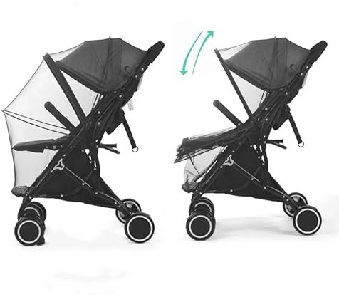 Universelle Moustiquaire Poussette Moustiquaire Bébé avec Fermeture Eclair Respirant Filet Fin Moustiquaire Couverture de Protection Installation Complète Protection Anti-moustiques pour Landau
