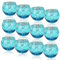 12 Pcs Photophore Verre Rond 5x5,5cm, Bougeoir Doré Rose Bleu Coloré Vintage avec Mouchetée, Porte Bougie Decoration Table, Supports Bougies Chauffe-Plat pour Votive Mariage Anniversaire Fête (Bleu)