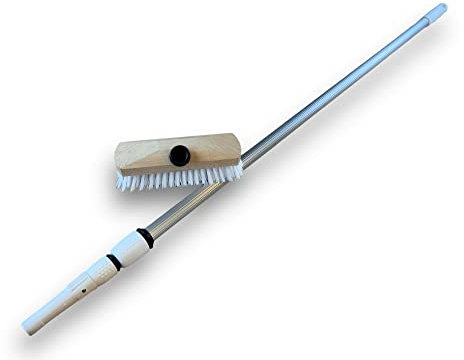 Balai brosse à Manche télescopique 3.80 m | Monture en Bois de Hêtre | Idéal nettoyage Ponts, Carrelages, Sols, Façades, Enseignes | Douille Vissante | Kibros 1110TEL