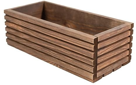 BOGATECO Jardinera de Madera | 44 x 20 x 14,5 cm | Maceta para Hogar, Jardín, Balcón y Terraza | Con Inserto de Plástico | Impregnada | Marrón Oscuro