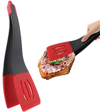 Jaeskeclip Pince à barbecue 3 en 1 en silicone, pince à spatule, spatule et pince, antidérapante et antiadhésive, résistante à la chaleur, adaptée pour la friture, le barbecue, la pâtisserie