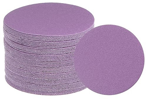 uxcell 50pcs 240 Grit Purple Sanding Discs 3 Inch Hook and Loop Aluminum Oxide Orbital Sanding Pads Paper Wet Dry Polish for Metal Woodworking Drywall