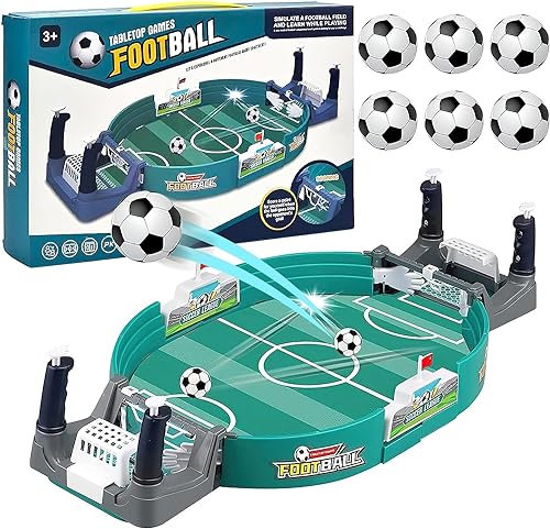 Interaktives Tischfußballspiel mit 6 Fußbälle Mini Tischkicker Desktop Tisch Fußball Kit Innen 2 Spieler Party Tischkicker Eltern Kind Spiel Spielzeug Geschenk für Kinder Erwachsene