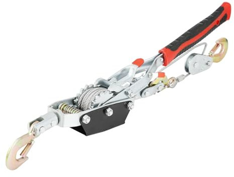 VEVOR Cabrestante de 4 toneladas, capacidad de tracción de 4 toneladas, cable de acero de 10 pies, 3 ganchos, herramienta de extracción de potencia de trinquete resistente con engranajes duales,