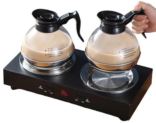 QUTBAG Commercial Coffee Maker, Double Hot Plate Coffee Pot Warmer, Automatic Pour Over Coffee Brewer, Coffee Cup Warmer for Coffee,Milk,Tea and Hot Chocolate WithPot A