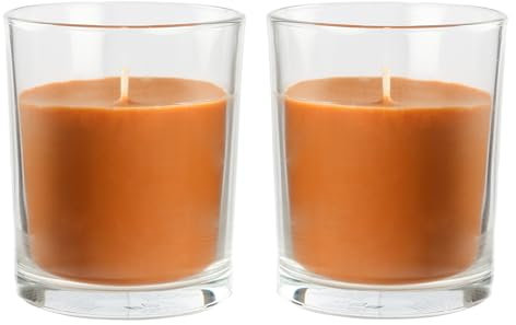 H HANSEL HOME Vela Aromática, Vela en Vaso de Cristal de Cera Vegetal - 28 Horas de Duración, Velas Perfumadas, 8,5x7 cm, Canela, 125g x 2 unidades