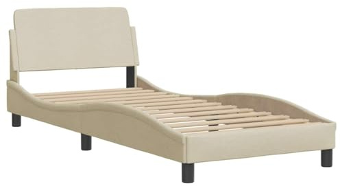 vidaXL Bettgestell mit Kopfteil Dover Creme 80x200 cm Stoff