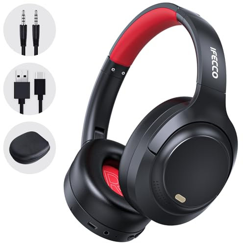 IFECCO Cuffie Bluetooth Cancellazione Rumore Attivacuffie,Cuffie Wireless Bluetooth, 100 Ore Di Riproduzione, Fili Stereo HiFi con Microfono, Cuffie Bluetooth 5.4 per Viaggio/Ufficio/Telefono/PC