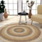 TT Home Wohnzimmer Teppich Naturfaser Boho Design Ethno Handgefertigt, Farbe:Dunkelbeige Grau Sand, Größe:160 cm Rund