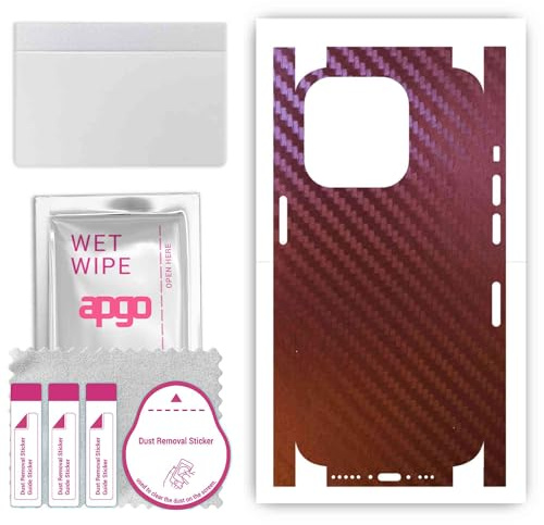 apgo Rückseite + Seiten Schutzfolie, Skin, kompatibel mit Apple iPhone 15 Pro Max, Hinten Displayschutzfolie aus Vinylfolie, Kratzfest, einfache Montage - Kohlenstoff-Chamäleon CAKA5