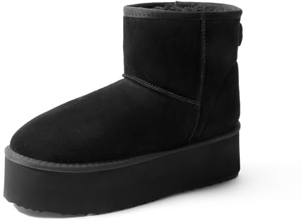 DREAM PAIRS Wildleder Klassische Plattformstiefel | Wasserabweisende Winterstiefel Schneestiefel Gedächtnisschaum Rutschfest FuzzyClassic für Damen