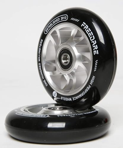 FREEDARE Pro Stunt Scooter Rollen 110mm, ABEC 7 Kugellager, 89A Super Rebound PU Stunt Roller Räder, 2 Stück (Silber)
