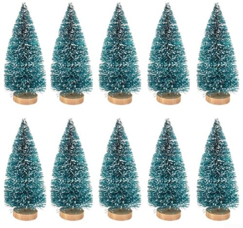 10 Stück Mini-Sisal-Weihnachtsbäume, Weihnachtsbaum, Desktop-Kiefer, Ornament, Winter-Schnee-Ornamente, Tisch-Bäume (13 cm Hanfbaum)