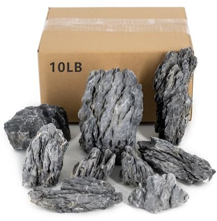 ChaoLeHo Seiryu Stones Natural Slate Stone Rocks 5 to 17.5CM Aquariums Stone for Aquascaping, Aquariums, Terrariums, Vivariums Decorative stone, Reptile Enclosures,Paludariums,and Gardens（4.5Kg）