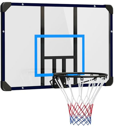 SPORTNOW Canestro Basket da Muro per Interno ed Esterno, Mini Canestro da Basket con Tabellone Infrangibile e Cerchio in Acciaio, 113x61x73 cm