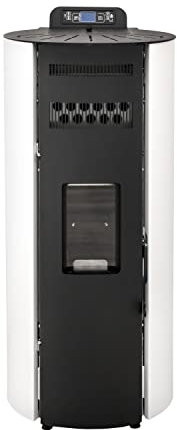 STUFE A PELLET ITALIA Boston 14 KW Canalizzata WiFi - Stufa ad Aria Ventilata Efficienza 89% Scalda 130m² Autonomia 15H Programmabile 5 Velocità e Potenze Garanzia 24 Mesi Bianco