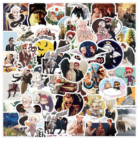 Good of Omen Aufkleber, 110 Pcs Good of Omen Figur Vinyl Wasserdichte DIY Stickers Für Wasserflasche Scrapbook Skateboard