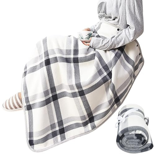 Muzrunq Poncho Decke warmes Fleece Wearable Decke Plaid Office Chair Decke, 31,5 x 53,2 Zoll Schachteldecke Schal -Wrap für Bettsofa -Bürodecke, Schal, Decke Wrap, Lap Decke