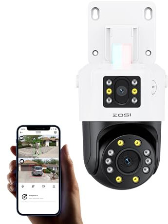 ZOSI 8MP Add PoE Dual Lens Security Camera (4MP+4MP), Surveillance Pan/Tilt Outdoor Camera to Home Security System, with AI Human Vehicle Detection,Color Night Vision, Only Work 4K PoE NVR