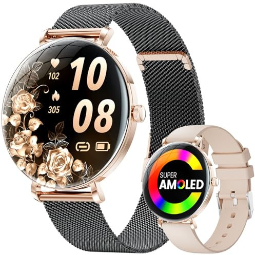 LIGE Smartwatch Damen mit Telefonfunktion, 1,43'' AMOLED Fitnessuhr für iOS Android mit Pulsuhr, Schlafmonitor, Menstruationszyklus, Schrittzähler, IP68/ 120+Sportmodi Smart Watch Armbanduhr