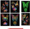 H HOMEWINS 4er-Set Nachtleuchtende Kratzbilder, Schmetterling-Motive, Leuchtend Scratch Art Bilder 31,5x25,2 cm inkl. Kratzstift, Kreatives Bastelset für Kinder & Erwachsene