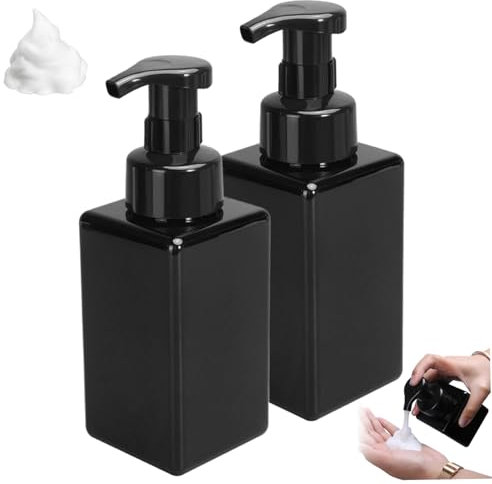 Dispenser di sapone in schiuma, dispenser di sapone schiumogeno, 2 pezzi, 450 ml, contenitore a pompa ricaricabile, in plastica, contenitore a pompa per liquidi