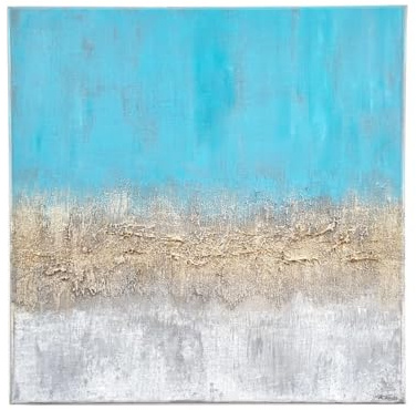 Andrea Traub - FASHION Abstrakte Landschaft | goldene Struktur | modernes Acrylbild auf Leinwand | Originalgemälde 50x50 cm | Handgemaltes Wandbild