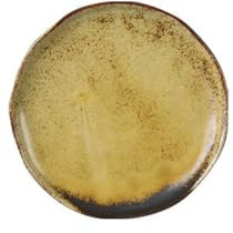 Household simple and exquisite retro ceramic dishes can be microwave round salad dishes -8 disc-red and yellow