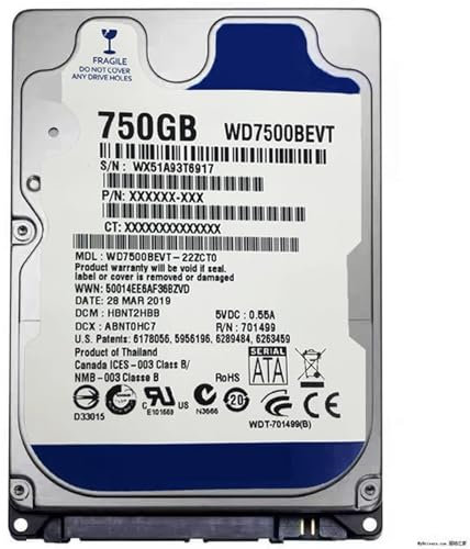 JXCHSWOU Disco rigido interno SATA III da 500 GB, 2,5, 500 GB HDD, 6 Gb/s, 16 MB, 7 mm, 5400 giri/min for notebook e laptop(1TB)