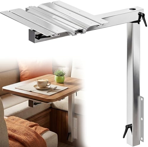 WUDLEP Support de pied de table amovible, kit de table de camping-car amovible à 360 degrés, support en alliage d'aluminium réglable en hauteur, pour camping-car, yatch