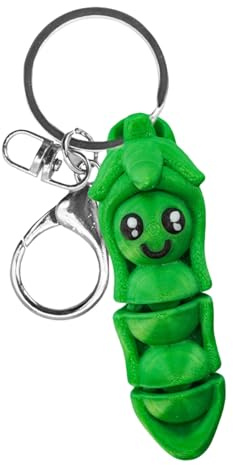 PURPLELILY Movable Printed Pea Pods Cartoon Keychain Keyring Novelty Decors Playful Bag Charm For Students Adults