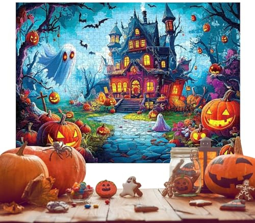 CGACCSD Halloween 1000 Teile | Geisterhaus für Halloween, Partyspiel, Familienaktivitäten - für Entspannung Erwachsene Kinder Jugendliche Dekoration Haus Herbst Thanksgiving Weihnachten