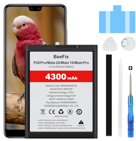 Beefix Akku kompatibel mit Huawei P20 Pro/Mate 20/Mate 10/Mate 10 Pro(HB436486ECW),4300mAh Hoher Kapazität Li-Ion Polymer Ersatz Akku Batterie mit Reparaturset