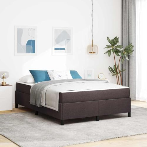 Ordellia Boxspringbett Dunkelbraun 140x200 cm, Stoffbezug, mit Matratze, Stabiler Holzwerkstoffrahmen, modernes Doppelbett für Schlafzimmer, langlebig