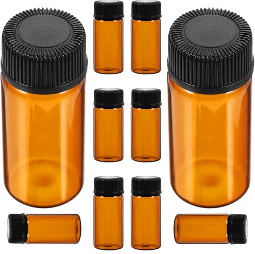 Nachfüllbare Braunglasflaschen 3ml für Reisen, 100 Stück mit Öffner | Auslaufsichere Glasbehälter, Leicht zu Befüllen, zum Dosieren von Öl Mischungen, Braun und Tragbar