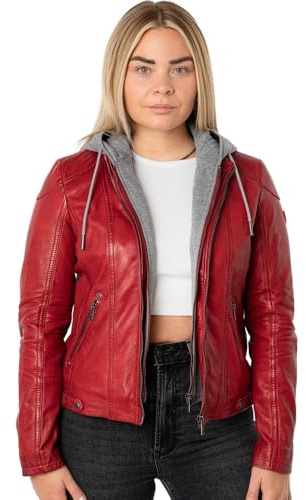 Mauritius - Damen Echtleder Lederjacke Lammnappa Kapuze rot