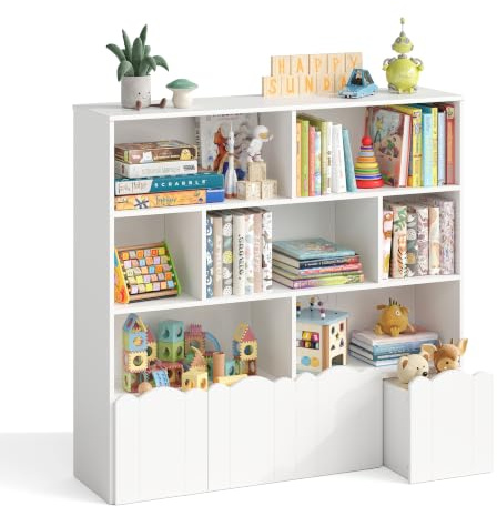 Fiona's magic Weißes Aufbewahrungsregal für Kinder, mit 4 Aufbewahrungsboxen & Rollen, Praktischer Stauraum für Kinderzimmer, geeignet für Bücher und Spielsachen