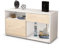 Stil.Zeit TV Schrank Lowboard Alecia, Korpus Weiss matt, Front Holz Design Zeder (92x49x35cm), Push to Open Technik & Leichtlaufschienen