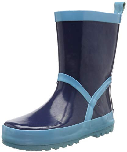 Playshoes Kinder Gummistiefel aus Naturkautschuk, trendige Unisex Regenstiefel mit Reflektoren, Marine Hellblau, 28/29 EU