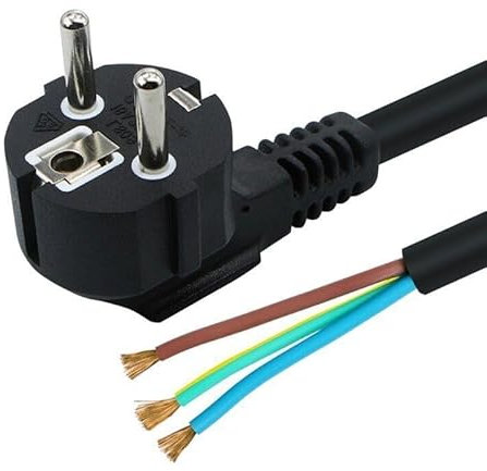 CABLEPELADO Cable alimentación CEE7 | Enchufe Schuko a bornes | Sección 0.75mm² | H05VV-F | Apto para enchufes, regletas, Fuentes de alimentación, portalámparas | Negro | 1.50 Metros