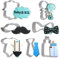 Little Man - Juego de cortadores de galletas con diseño de bigote de acero inoxidable para el cuello, diseño de botella de bebé, placas de fotos, pasta de fondant y galletas para baby shower