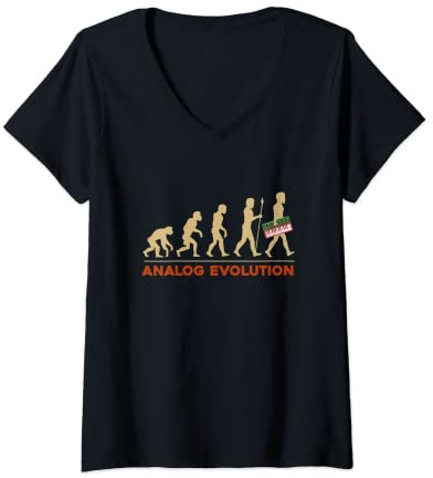 Damen Evolution Synth Keyboard Analog Synthesizer T-Shirt mit V-Ausschnitt