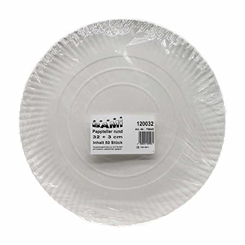 BAMI Pappteller | Einwegteller | rund, weiß, 32 cm | 200 Stück