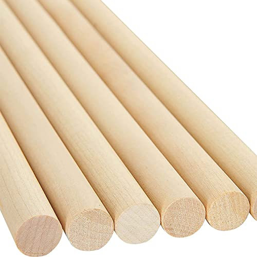 DARENYI 6 Pièces Baton Bois Rond Naturel Baton Bois Naturel non Verni Bâtons de Travaux Manuels Bâton Rond pour Projet d’Art pour Vos Loisirs Créatifs(30.5cm x 2cm)