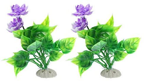 VOCOSTE 2pcs Fish Tank Aquarium Decorations Plants, Purple 5.91