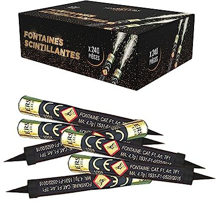 Lot de 240 Fontaines à Gateaux Scintillantes durée 60 Secondes pour Gateaux et Bouteilles de Champagne, Bougie lumineuse d'ambiance pour anniversaire 1 Minute - SPARKLERS CLUB®