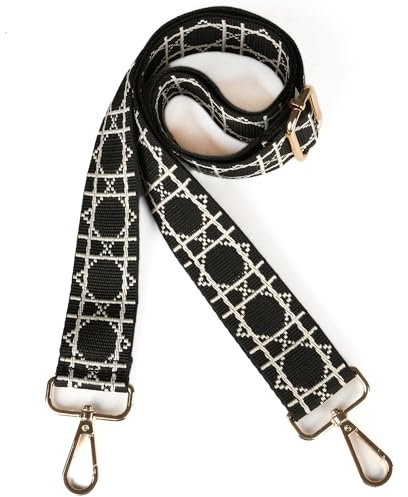 Hibate Taschengurt 3.8cm Breit Taschengurte zum Wechseln Taschenband Schulterriemen Schultergurt für Taschen Trageriemen Taschenriemen Handtaschen Gurt - Schwarz/Beige