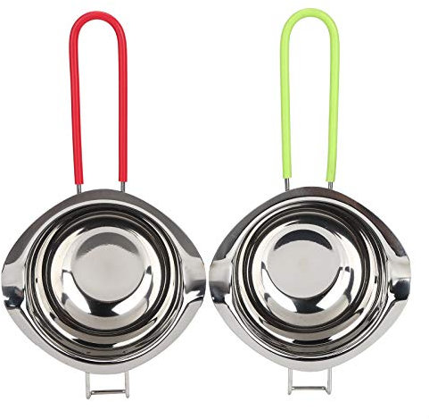 Pentola Fusione del Cioccolato Pentola a Bagnomaria 400 ML 2 Pezzi Maniglia Estesa Antiscottatura Gancio Frontale in Silicone Doppio Beccuccio Pentole Acciaio Inox per Fare Caramelle Sciogliere