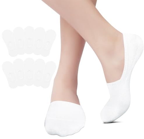 EKSHER Füsslinge Damen 39-42 Sneaker Socken Herren Füßlinge Damen Herren 10 Paar Unsichtbare No Show Sneakersocken Weiss Sportsocken Baumwoll Silikonpad Halbsocken Rutschfest Weiß